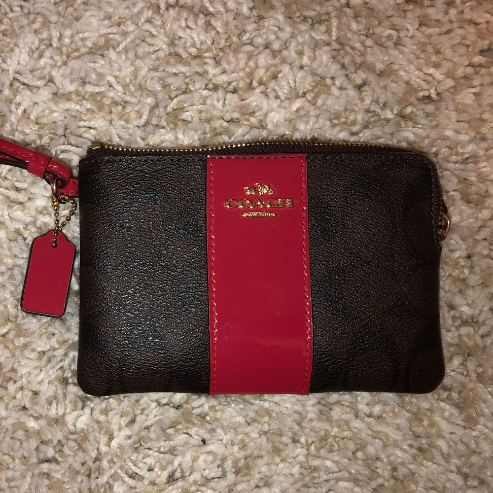 Colorblock Signiture Coach Canvas Wristlet